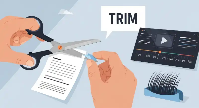Trim generally means to cut or remove a small amount to make something neat