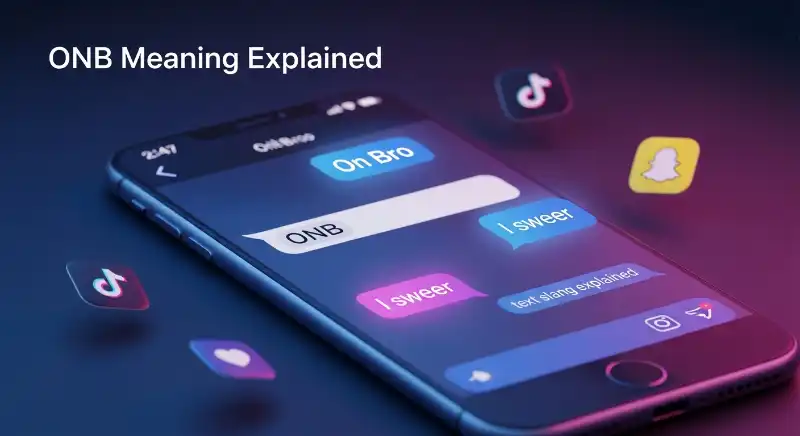 ONB meaning in text message slang explained with chat example and social media icons