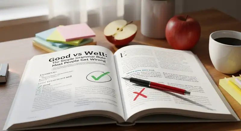 This tiny difference explains most good vs well grammar questions.