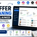 Buffer social media management dashboard showing post scheduling, analytics, content calendar, and multi-platform publishing workflow