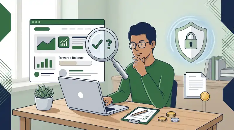 Checklist illustration for checking MyGreenBucks.net legitimacy, privacy, and earning claims