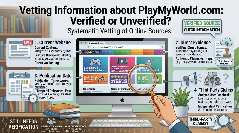 How to verify information and features claimed about PlayMyWorld.com